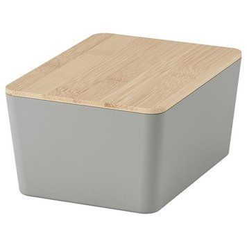 Контейнер с крышкой IKEA KUGGIS 13x18x8 см Светло-серый / бамбук 095.968.16 095.968.16 ➜ Пакуємо МИ📦 фото