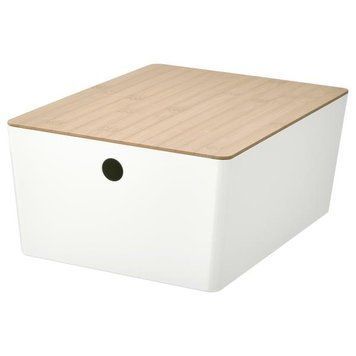 Контейнер с крышкой IKEA KUGGIS 26x35x15 см Белый / бамбук 395.612.88 395.612.88 ➜ Пакуємо МИ📦 фото