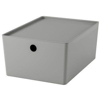 Контейнер с крышкой IKEA KUGGIS 26x35x15 см Серый 695.967.62 695.967.62 ➜ Пакуємо МИ📦 фото