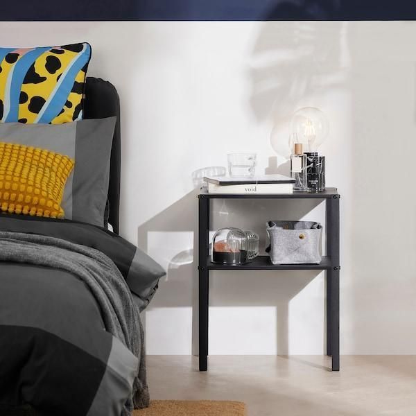 Прикроватная тумбочка IKEA KNARREVIK 42х34 см Черная 205.699.77 205.699.77 ➜ Пакуємо МИ📦 фото