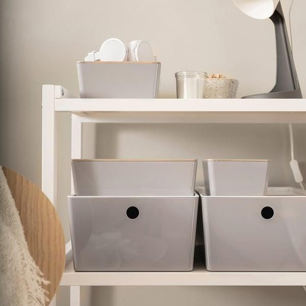 Контейнер с крышкой IKEA KUGGIS 18x26x8 см Светло-серый / бамбук 895.968.22 895.968.22 ➜ Пакуємо МИ📦 фото