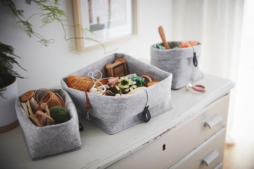 Набор корзин IKEA RAGGISAR 3 предмета Серые 903.480.15 903.480.15 ➜ Пакуємо МИ📦 фото