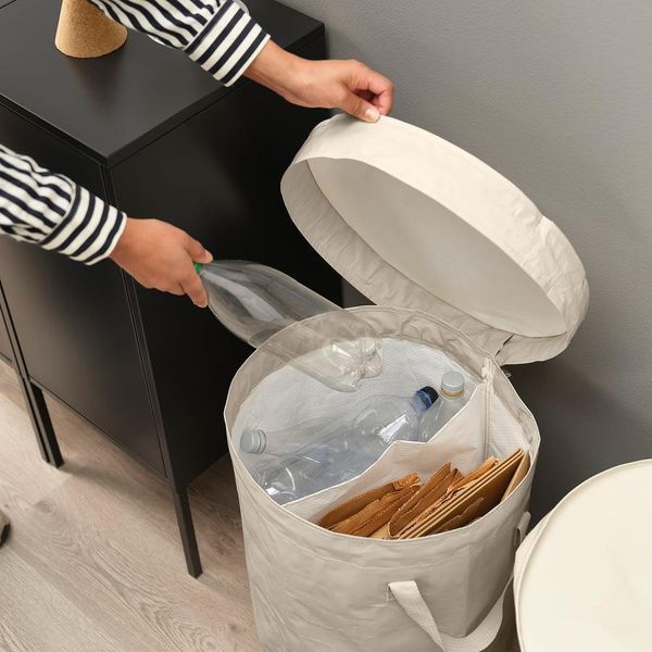 Сумка для сортування із кришкою IKEA DIMPA 50 л Бежева 406.014.34 406.014.34 ➜ Пакуємо МИ📦 фото