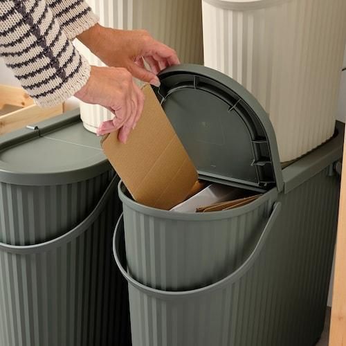 Ведро с крышкой IKEA DAMM&Auml;NG 005.599.79 Серо-зеленое 005.599.79 ➜ Пакуємо МИ📦 фото