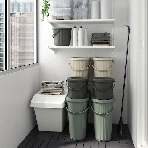 Ведро с крышкой IKEA DAMM&Auml;NG 005.599.79 Серо-зеленое 005.599.79 ➜ Пакуємо МИ📦 фото