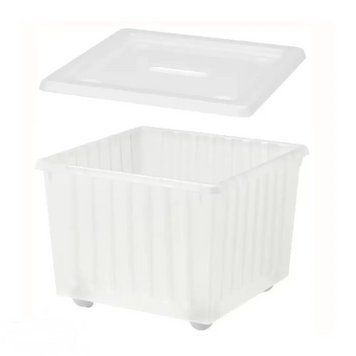 Набор для хранения: Контейнер на колесиках + крышка IKEA VESSLA. 2 предмета. Белый 700.648.8 ➜ Пакуємо МИ📦 фото
