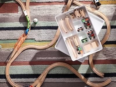 Набор поездов и путей IKEA LILLABO (ИКЕА ЛИЛЛАБО). 20330066. 45 предметов 203.300.66 ➜ Пакуємо МИ📦 фото