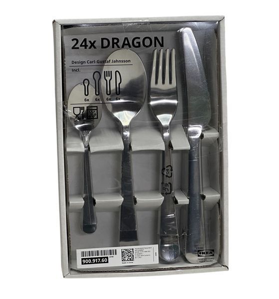 Набір столових приборів IKEA DRAGON (ІКЕА ДРАГОН). 90091760. 24 предмети 900.917.60 ➜ Пакуємо МИ📦 фото