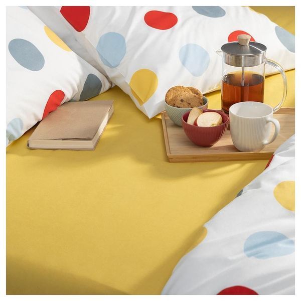 Простирадло на гумці IKEA BRUKSVARA 140x200 см Жовте 905.746.02 905.746.02 ➜ Пакуємо МИ📦 фото