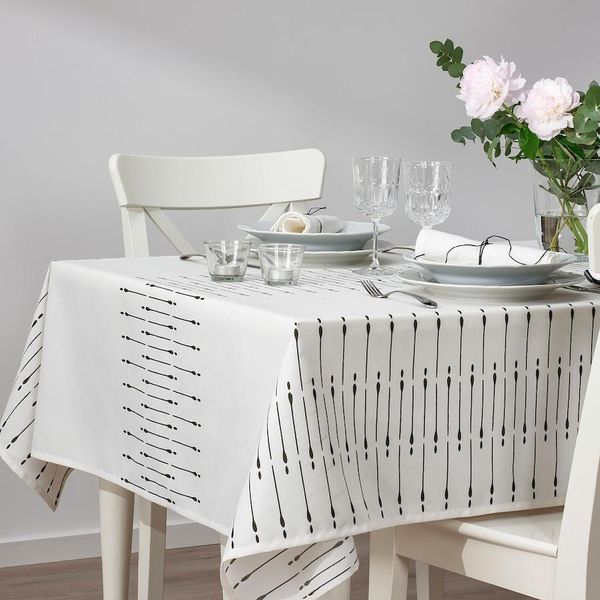Скатертина IKEA TUVIRIS 145x240 см Біла / темно-зелена 805.708.45 805.708.45 ➜ Пакуємо МИ📦 фото