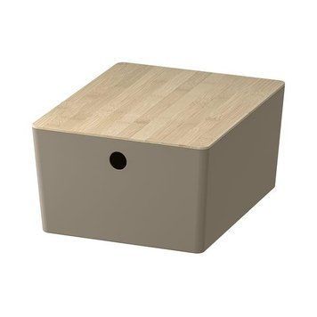 Контейнер с крышкой IKEA KUGGIS 26x35x15 см Темно-серый / бамбук 895.826.17 895.826.17 ➜ Пакуємо МИ📦 фото