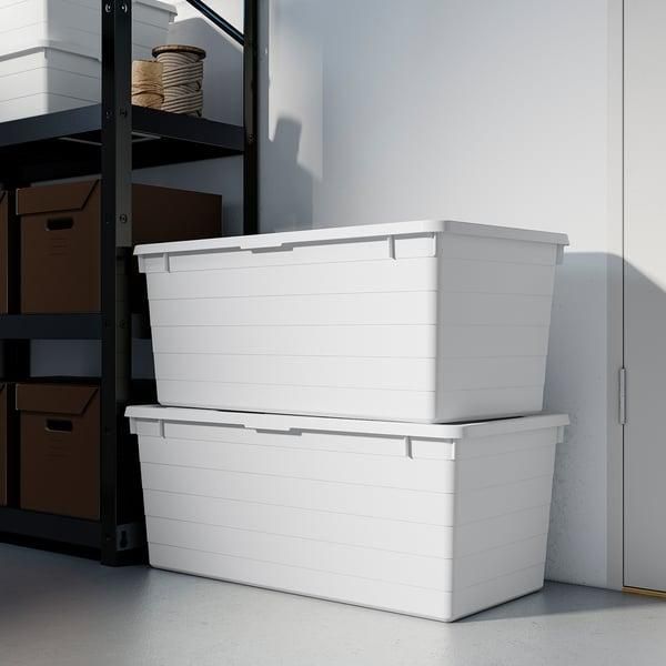 Контейнер для хранения с крышкой IKEA SOCKERBIT 38x76x30 см Белый 405.220.88 405.220.88 ➜ Пакуємо МИ📦 фото