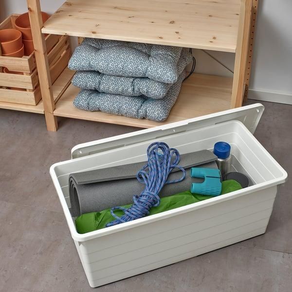 Контейнер для хранения с крышкой IKEA SOCKERBIT 38x76x30 см Белый 405.220.88 405.220.88 ➜ Пакуємо МИ📦 фото