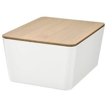 Контейнер с крышкой IKEA KUGGIS 13x18x8 см Белый / бамбук 695.612.82 695.612.82 ➜ Пакуємо МИ📦 фото