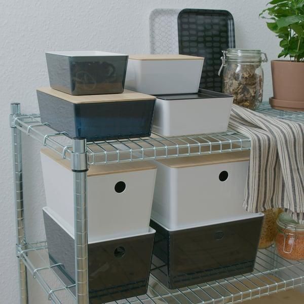 Контейнер с крышкой IKEA KUGGIS 13x18x8 см Белый / бамбук 695.612.82 695.612.82 ➜ Пакуємо МИ📦 фото