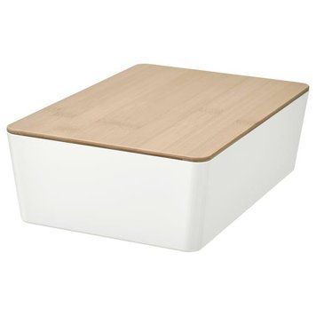 Контейнер с крышкой IKEA KUGGIS 18x26x8 см Белый / бамбук 795.612.86 795.612.86 ➜ Пакуємо МИ📦 фото