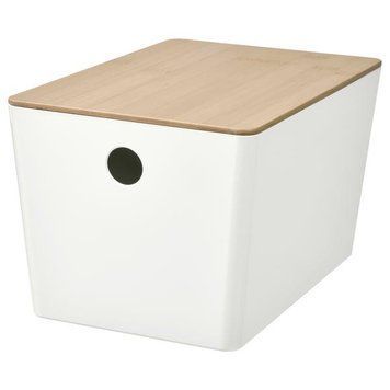 Контейнер с крышкой IKEA KUGGIS 18x26x15 см Белый / бамбук 295.612.84 295.612.84 ➜ Пакуємо МИ📦 фото